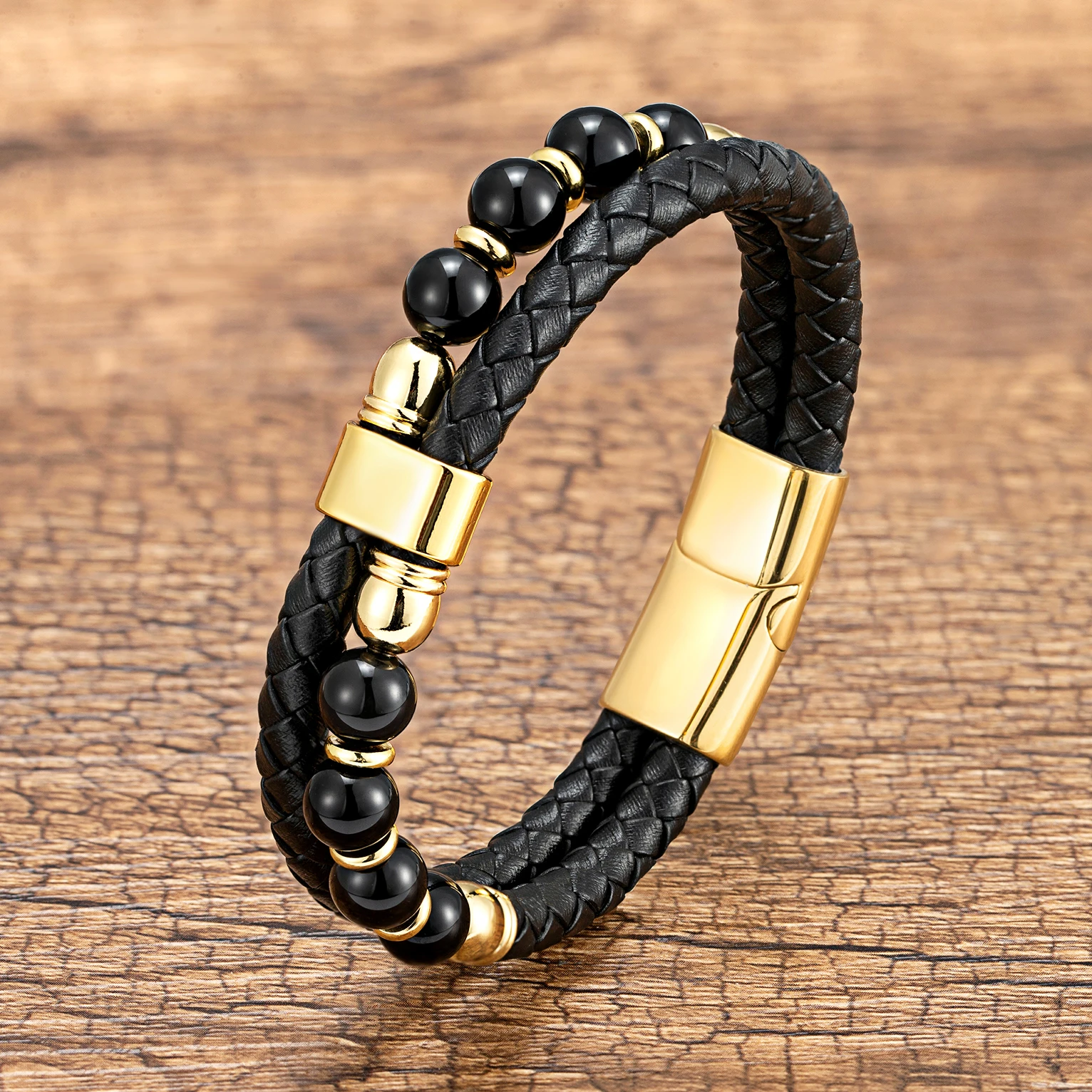 YAN MIN Natural Round Tiger Eye Stone Bracelet For Man Woman Stainless Steel Magnetic Jewelry Accessories Male Gift