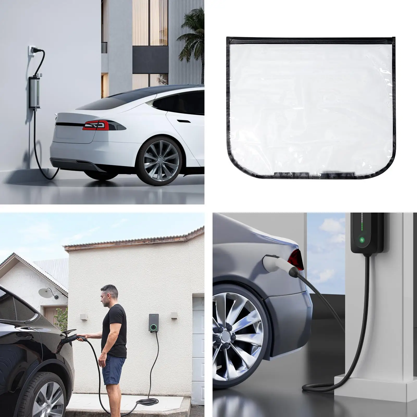 

EV Charger Port Cover Outdoor Rainproof Waterproof Snowproof Strong Magnetic Electric Vehicle Charger Plug Rain Cover For