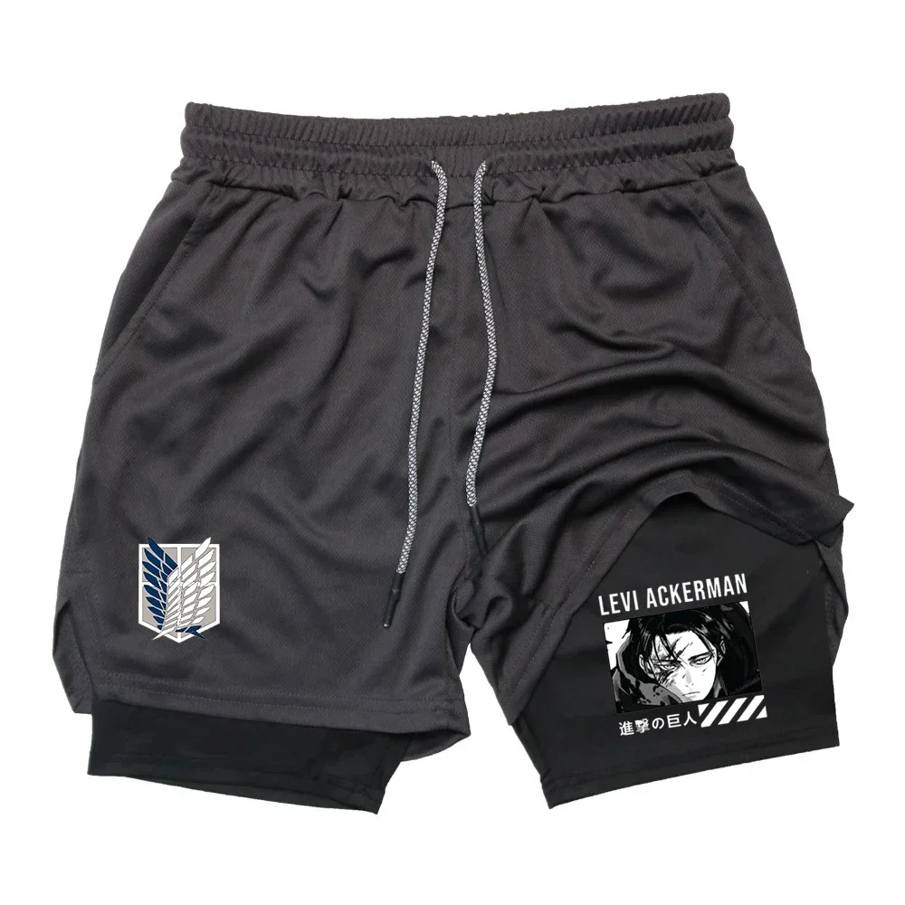 

2025 New Hot Running Shorts Men's Fitness Gym Sports Shorts Summer Casual 2-in-1 Mesh Quick Drying Sports Tight Men's Shorts