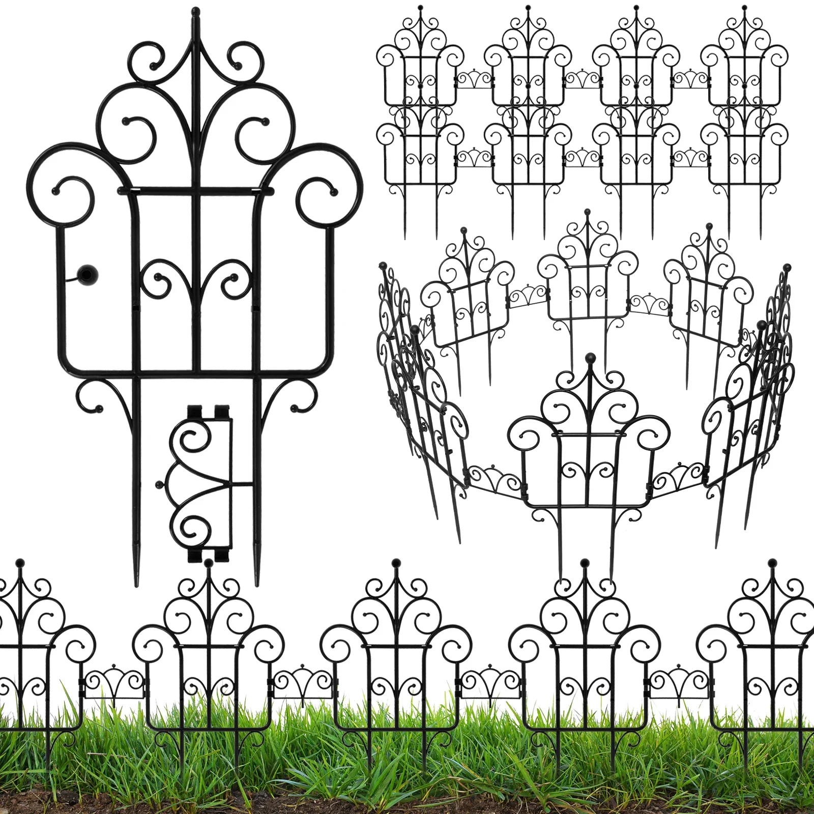 

10Pcs Decorative Garden Fence Plastic Folding Lawn Border Animal Barrier Fence Landscape Fencing Multifunctional Garden Border