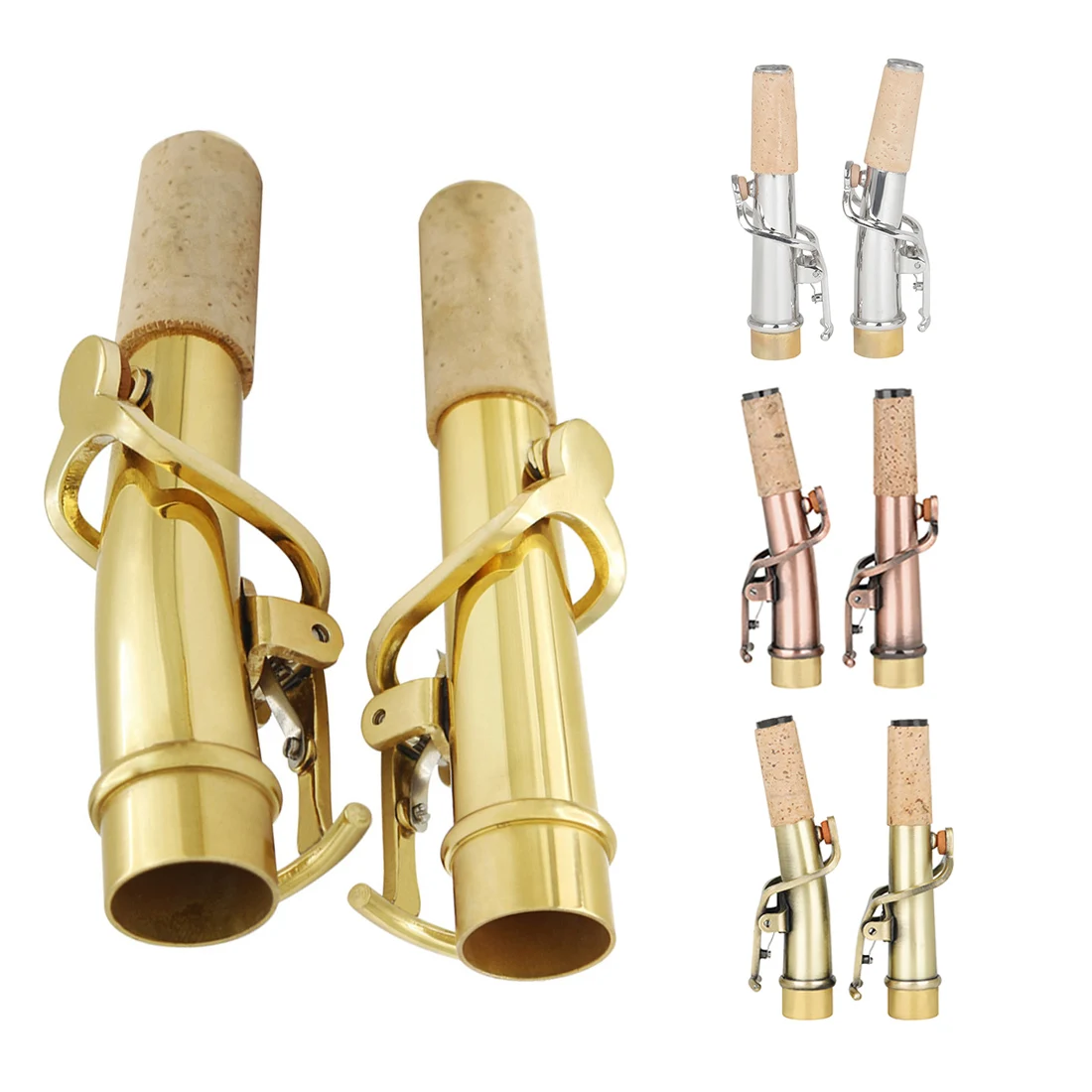 M MBAT 2Pcs Soprano Saxophone Bend Straight Neck Gold, Silver and Copper Saxophone Bend High Quality Woodwind Accessories