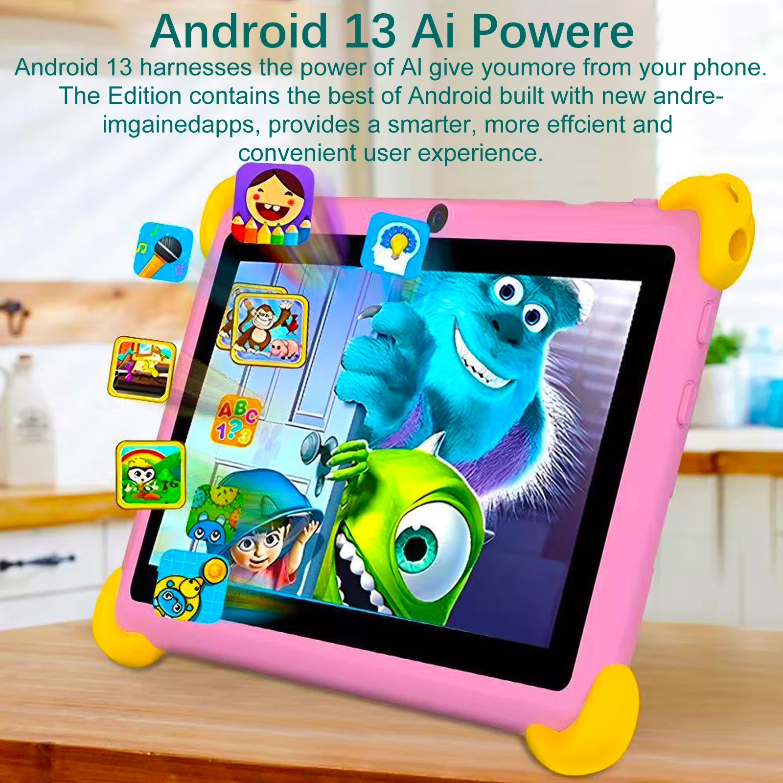5G Wi-Fi 7 inch kindertablet 4 GB RAM 64 GB ROM 4000 MAH batterij Dubbele camera Kinderen Android 13 Cadeau Kinderen leren wifi-tablets PC