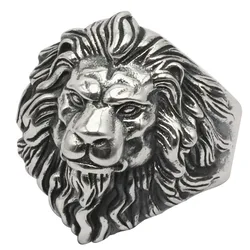 Silver High Quality Animal ring Men's Lion Rings Stainless Steel Rock Punk Rings Men Lion's head Jewelry