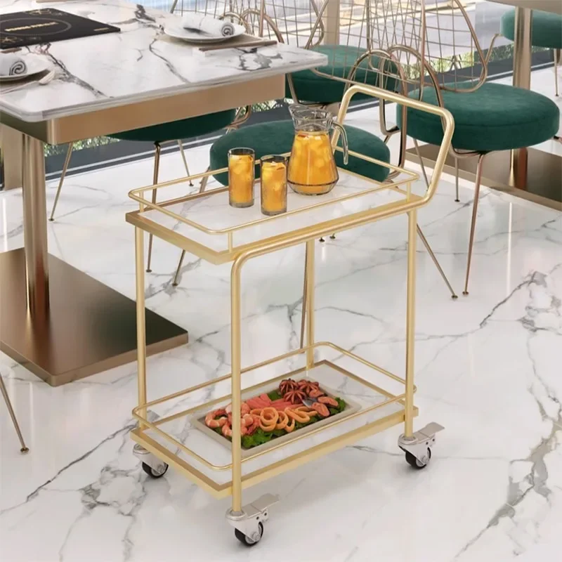 Mobile dining cart trolley Hotel tea cart Commercial multi-layer storage cart Restaurant cake serving hand push food delivery ca