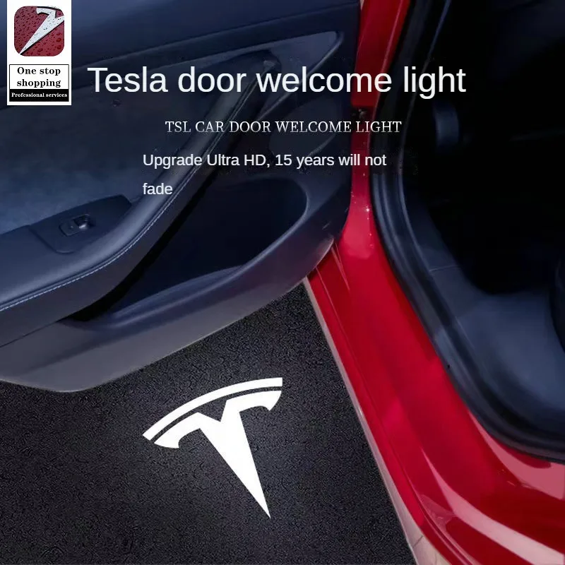 Suitable for Tesla Model 3/Y welcome lights Model X S door lights LED modification accessories Atmosphere lights Door spotlights