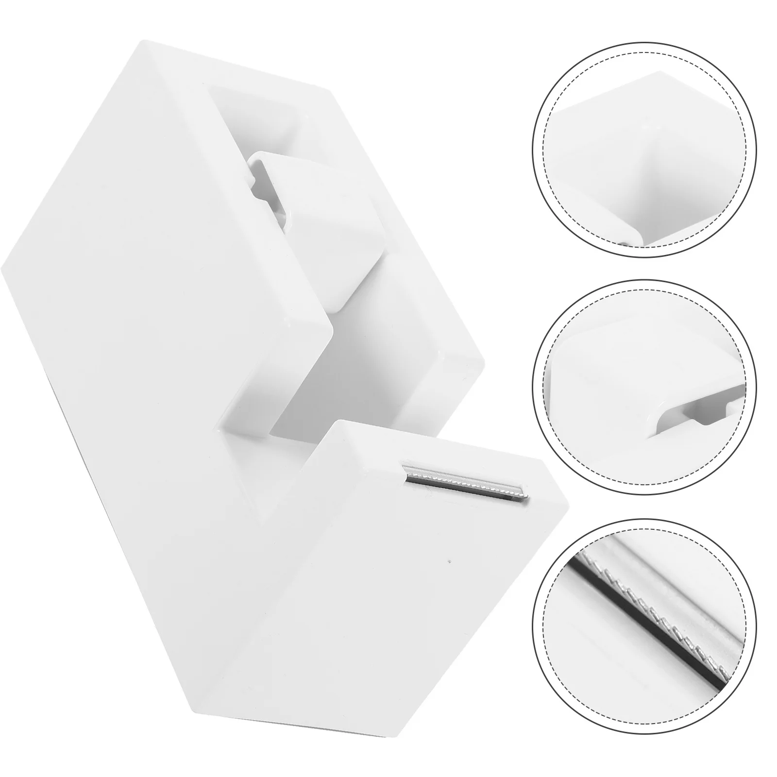 موزع شريط صغير قاطع قوي ABS حامل سطح المكتب الأبيض أسطوانة لطيفة للاستخدام المنزلي والمكتب والمدرسة