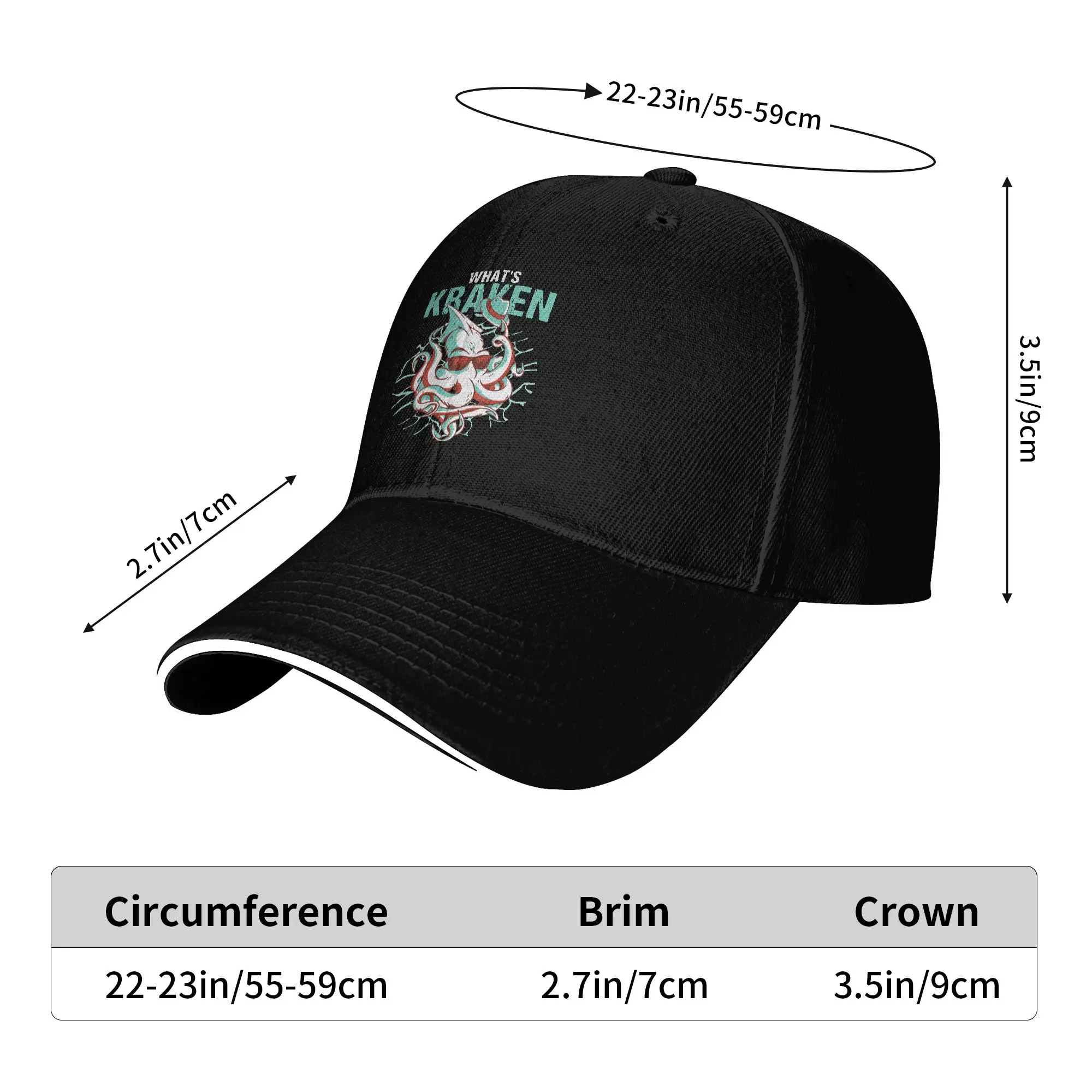 Kraken Ocean Monster Diver Surfer Beach Lover What‘s Kraken Casual Baseball Cap Hunting Camping Trucker Hat Vintage Baseball Cap