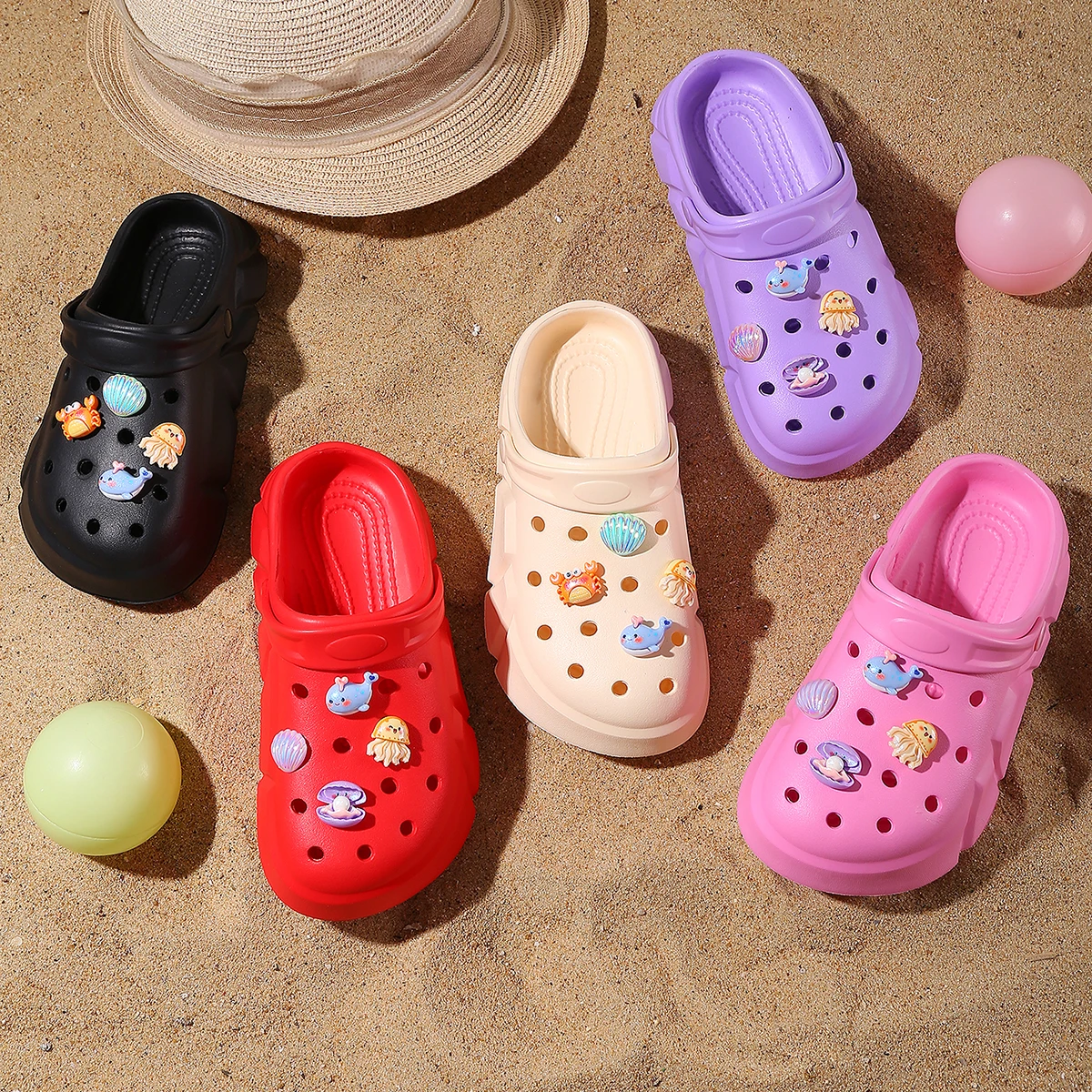 Toddler cute garden clogs for girls slip-on shoes, summer lightweight outdoor slippers sandals children\'s beach pool shoes