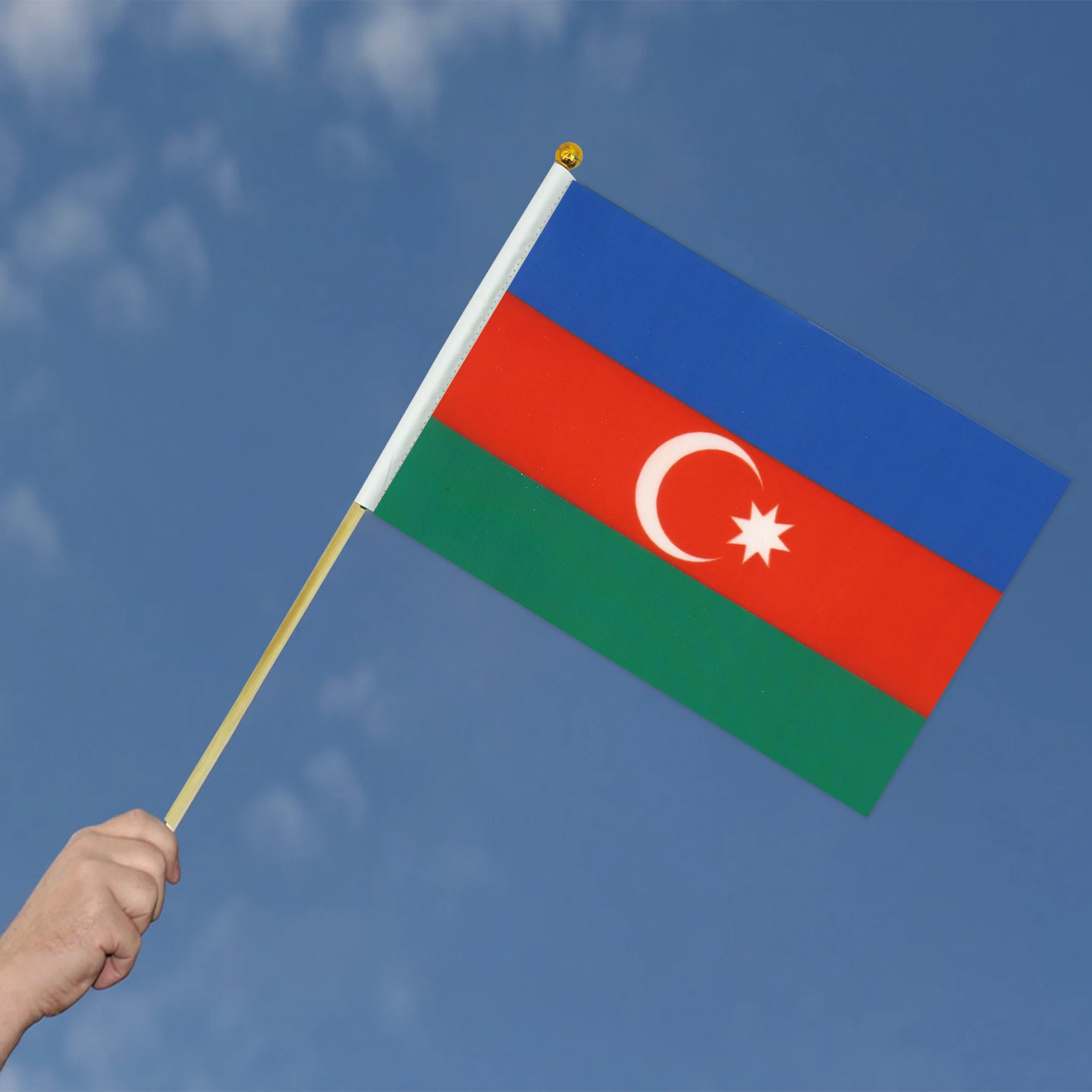 Azerbaijan 14x21CM Hand Flags National Flags For Indoor and Outdoor Decorations(10pcs/1set)