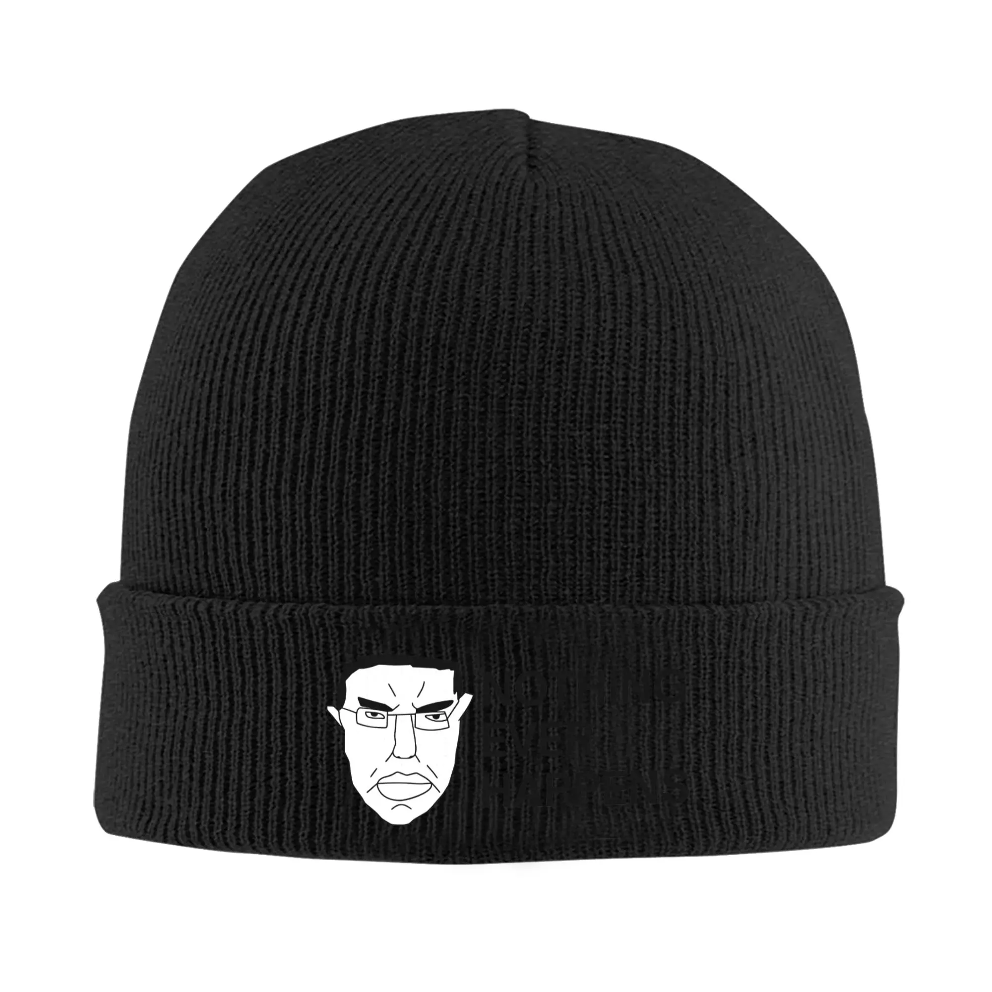 Chudjak Chud Nothing Ever Happens Knitted Hat for Women Men Beanies Autumn Winter Fashion Hat Acrylic Meme Crochet Caps