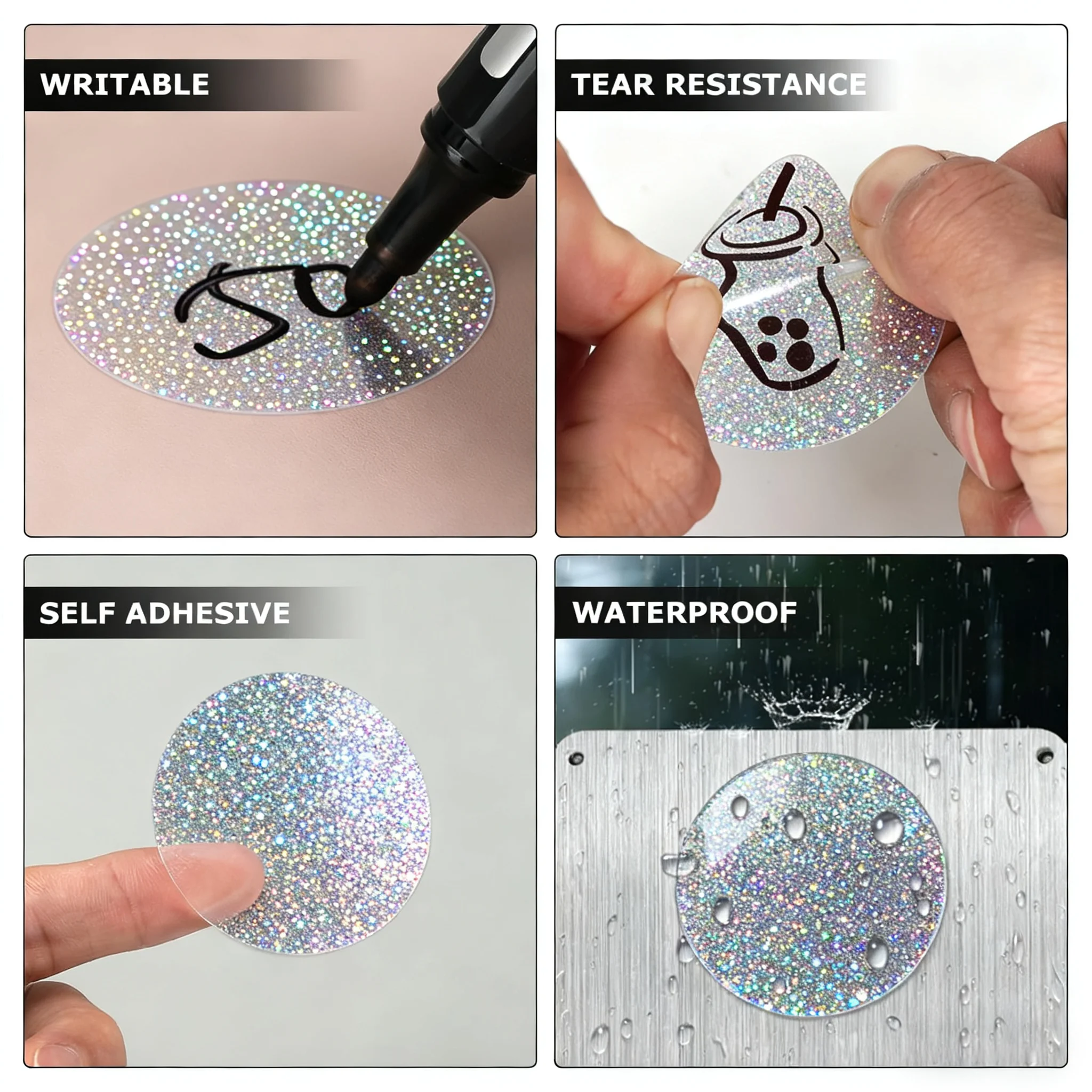 أنماط متعددة من ملصقات الملصقات الشفافة مقاومة للماء والزيت ومقاومة للبقع - متينة وطويلة الأمد