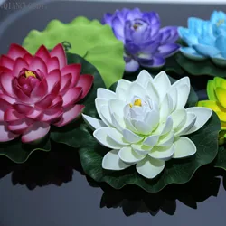 QIANCLOUDY 17cm Wedding Christmas Party Birthday Artificial Flowers Lotus Lily Leaf Pond Plants Floral New Year's Decor B12 Real