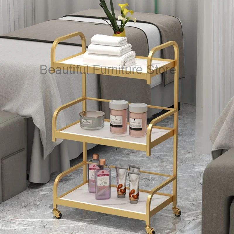 

Tea Tattoo Nail Salon Trolley Hairdresser Equipment Rolling Salon Trolley Storage Carrello Attrezzi Commercial Furniture RR50ST