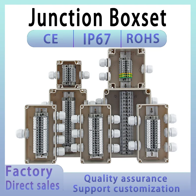 

IP67 Outdoor Waterproof Junction Box With Terminal TB Set Junction Box Cable Threading Box Outdoor Power Junction Box