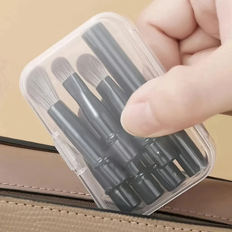 6pcs Mini Travel Makeup Brush Sets, With Removable Aluminum Tube, Portable Eye Shadow Brush And Storage Box