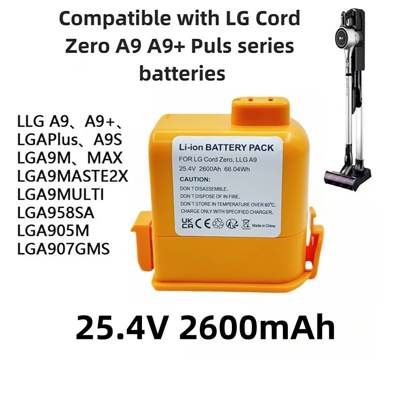 25.4V 2600mAh 3200mAh 3500mAh Rechargeable Li-ion Battery Pack For LG Vacuum Cleaner A9 A9 PLUS A905M A907GMS EAC63758601 A905RM