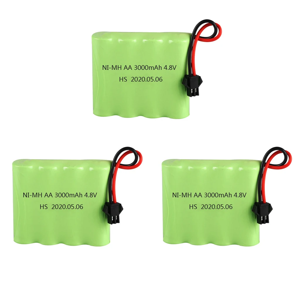 4.8V Upgrade 3000mah NiMH Battery For Rc toys Cars Tank Robot Boat Gun 4.8v Rechargeable Battery Ni-MH 4*AA Battery Pack 1-10PCS