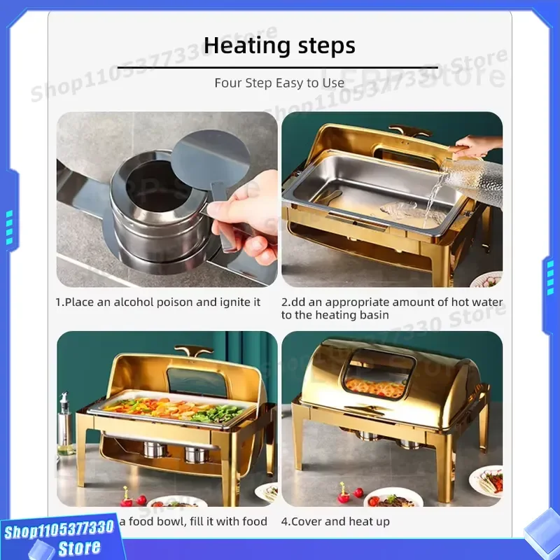 Stainless Steel Hot Pot Buffet Set Food Warmer Display Catering Kitchenware for Hotel Restaurant Supplies Professional Grade