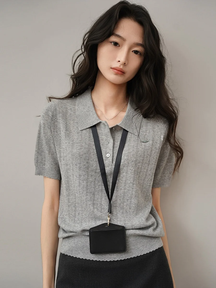 

Achu lectually Cool ey Ne ort Sve T-irt Women Summer Knitted Loose Top oulder Flip Casual Ladieswear