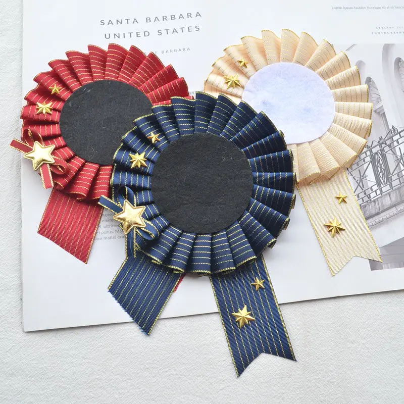 

Награда из полосатой ленты ручной работы для держателя бейджа 75 мм, аксессуары для значков в стиле аниме, металлическая звезда, подарок для девочки