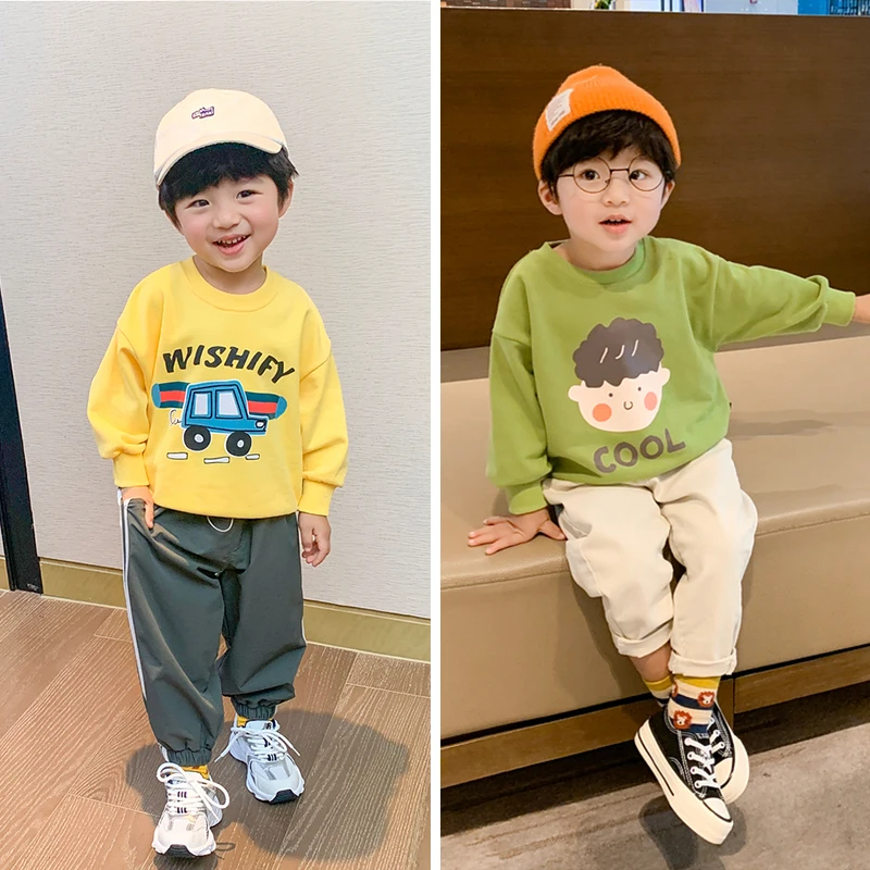 Child Cartoon Hoodies Toddler Beige Spring Long Sleeve Pullover Tops Baby Boys Casual Fashion Sports Sweatshirts Autumn Costume image 6