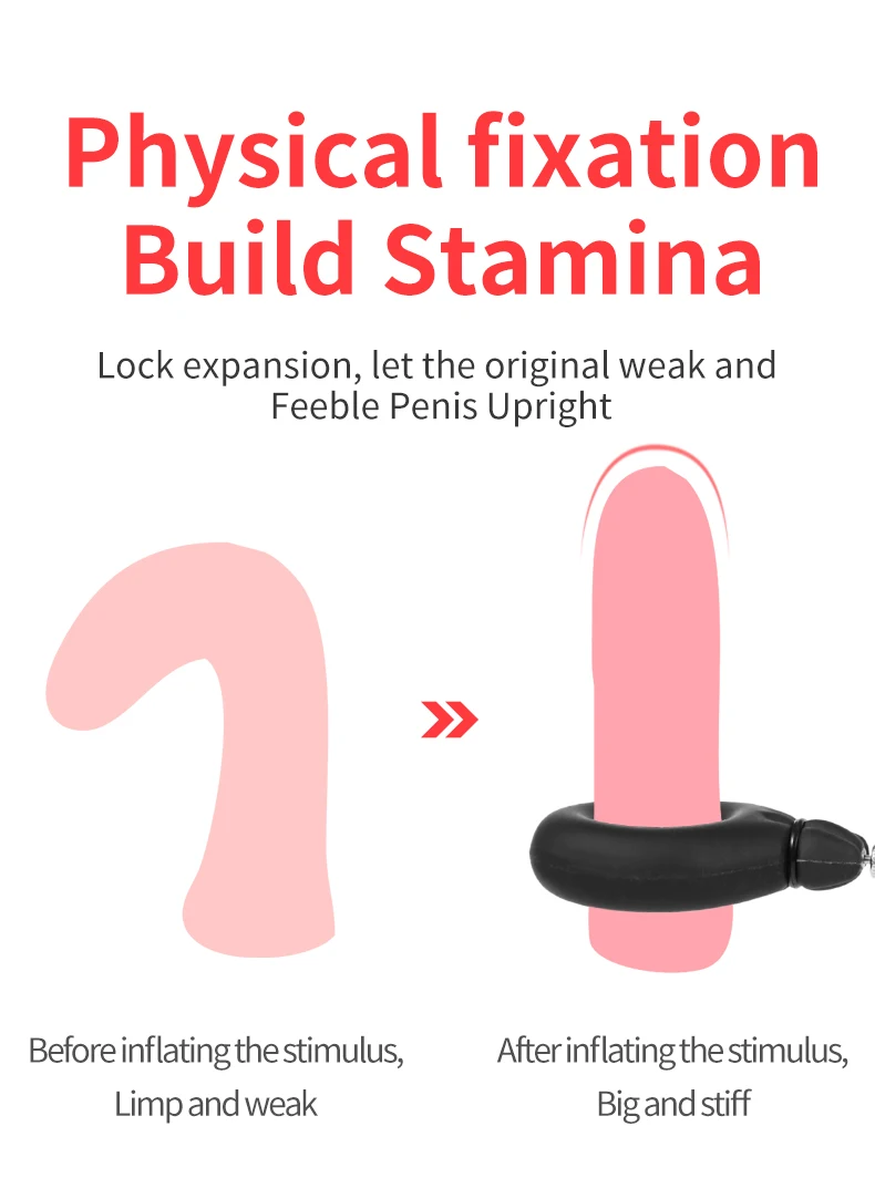 Inflatable Penis Ring Expandable Lock Sperm Ring Bdsm Toy Sex Products For Male Masturbation Cock Erection Dick Enlargement Pump