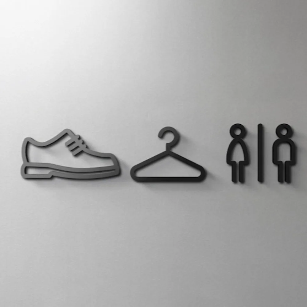 Modernes 3D-Toiletten-Toilettenschild aus Acryl, selbstklebendes Badezimmer-Türschild für Hotelrestaurant