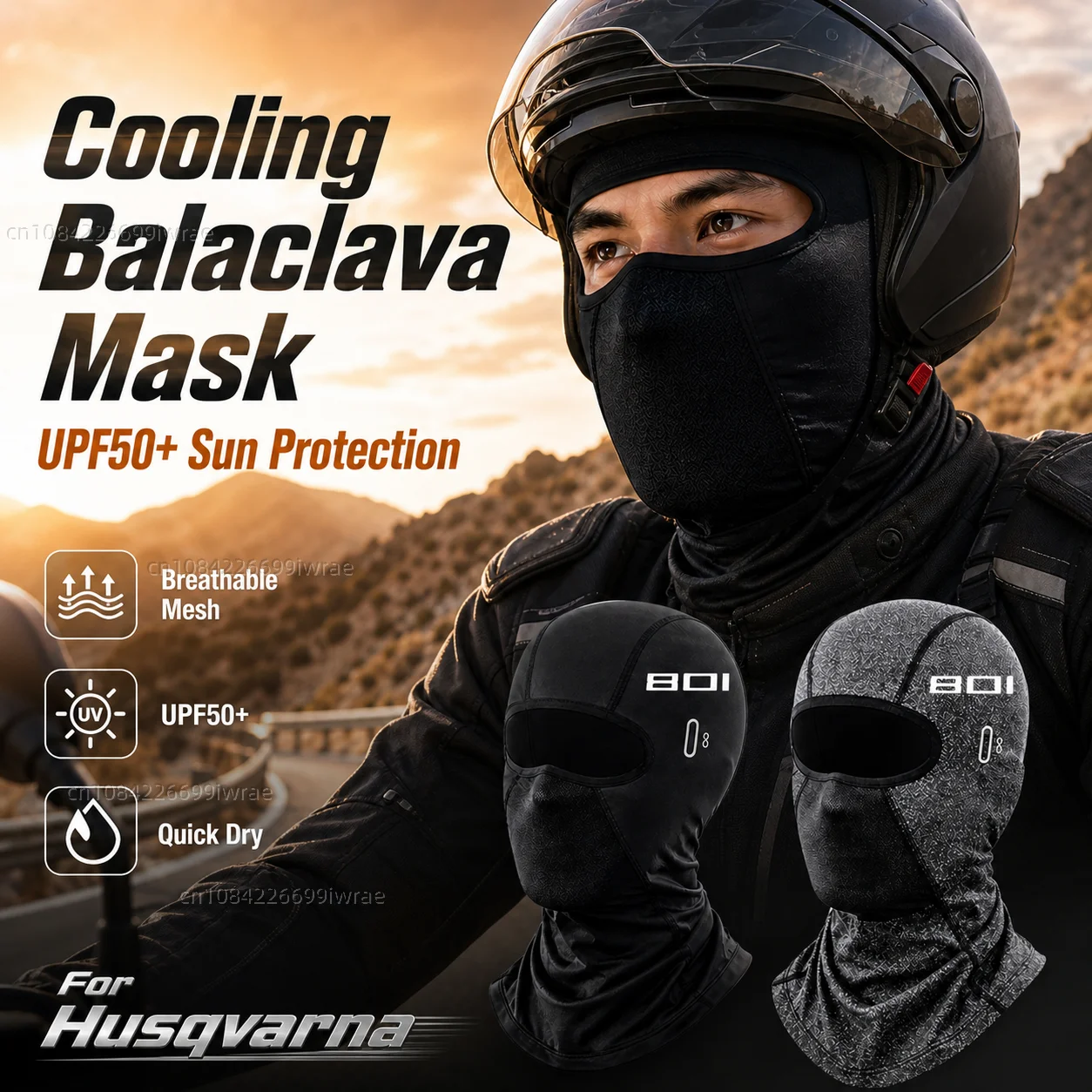 Cooling Motorcycle Balaclava Mask UPF50+ UV Protection Breathable Face Cover Summer For Husqvarna Vitpilen 801 Svartpilen 801