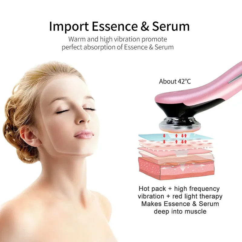 4 in 1 Warming และ Cooling Microcurrent อุปกรณ์บํารุงผิวหน้าสีแดงสีฟ้า Photon Face คอนวดชุดสําหรับความงาม Skin Care ที่บ้าน