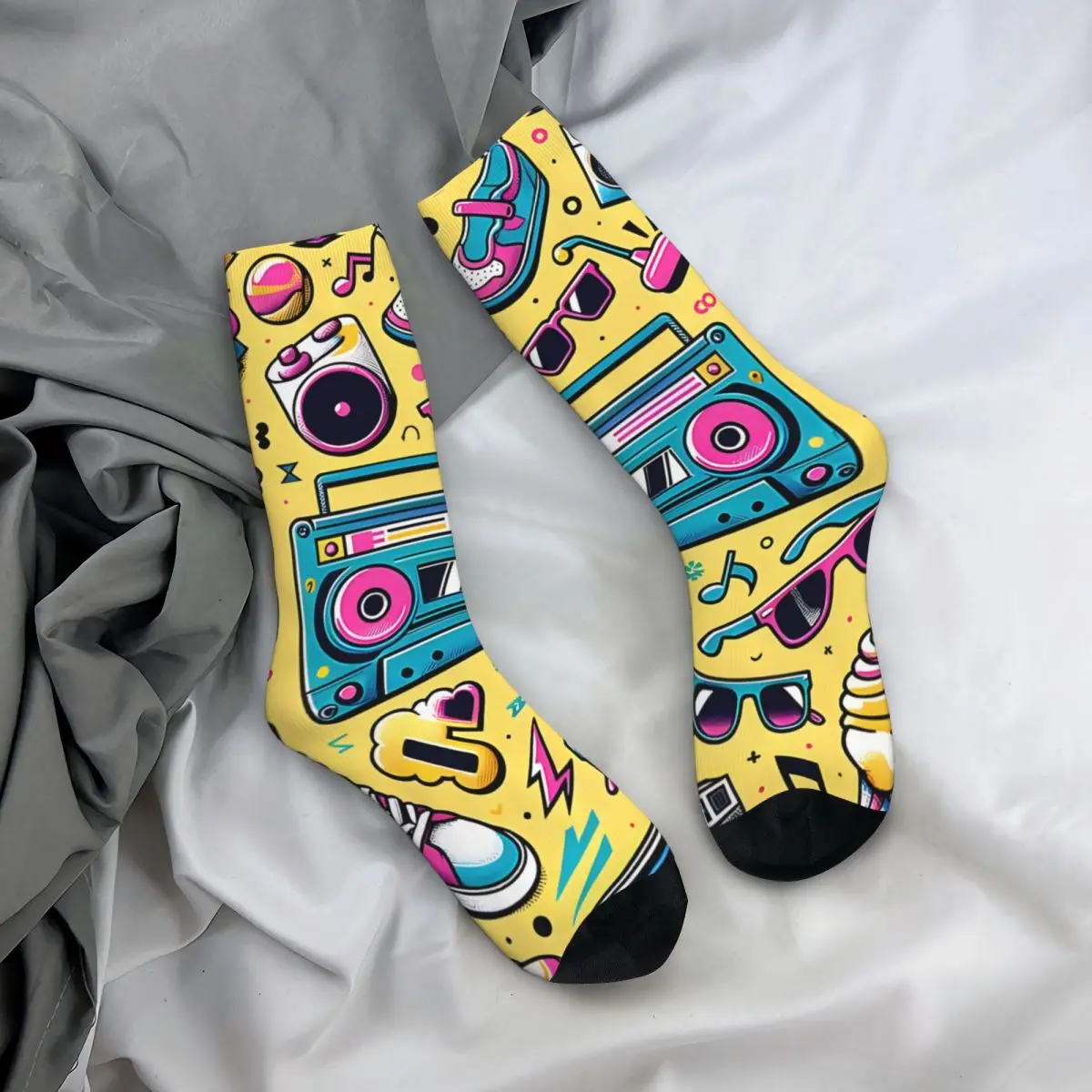 Crazy compression 80S Pop Culture Explosion Sock for Men Harajuku Seamless Pattern Crew Sock Casual