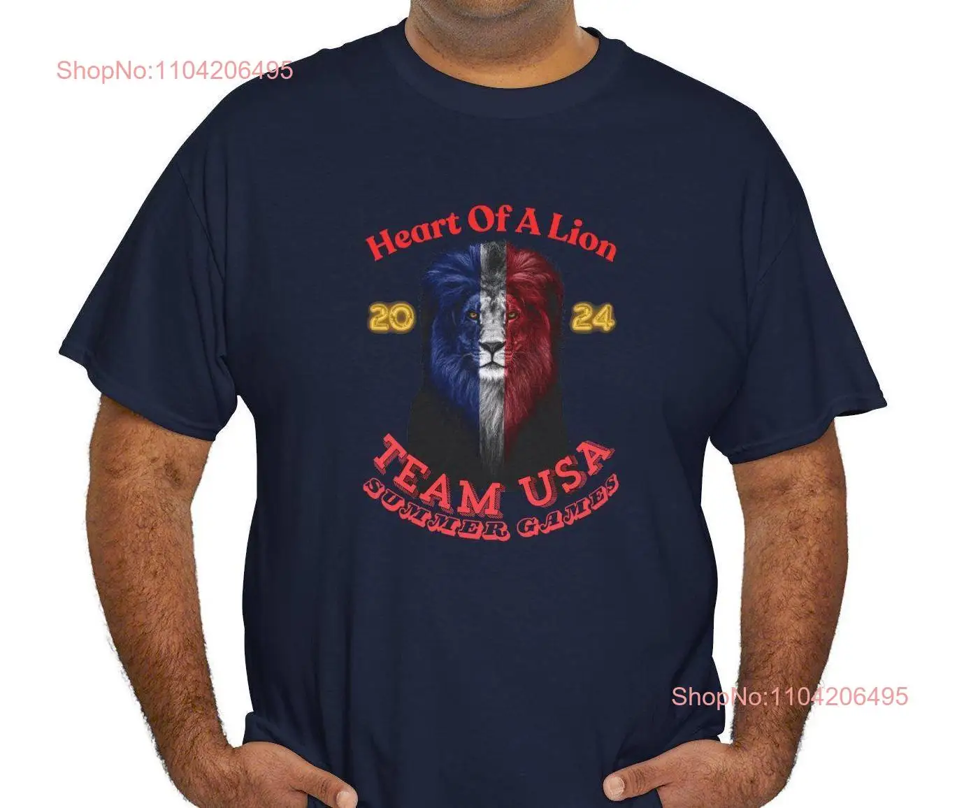 Heart Of A Lion Team USA God Bless America Соединенные Штаты Красный Белый Синий Красивый 4 июля Четвертая футболка Хлопок