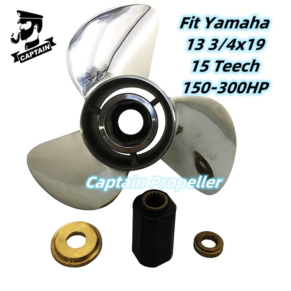 Captain Boat Propeller 13 3/4x19 Fit Yamaha Outboard Engines 225 250 300 HP Stainless Steel Screw 3 Blade 15 Tooth Spline LH