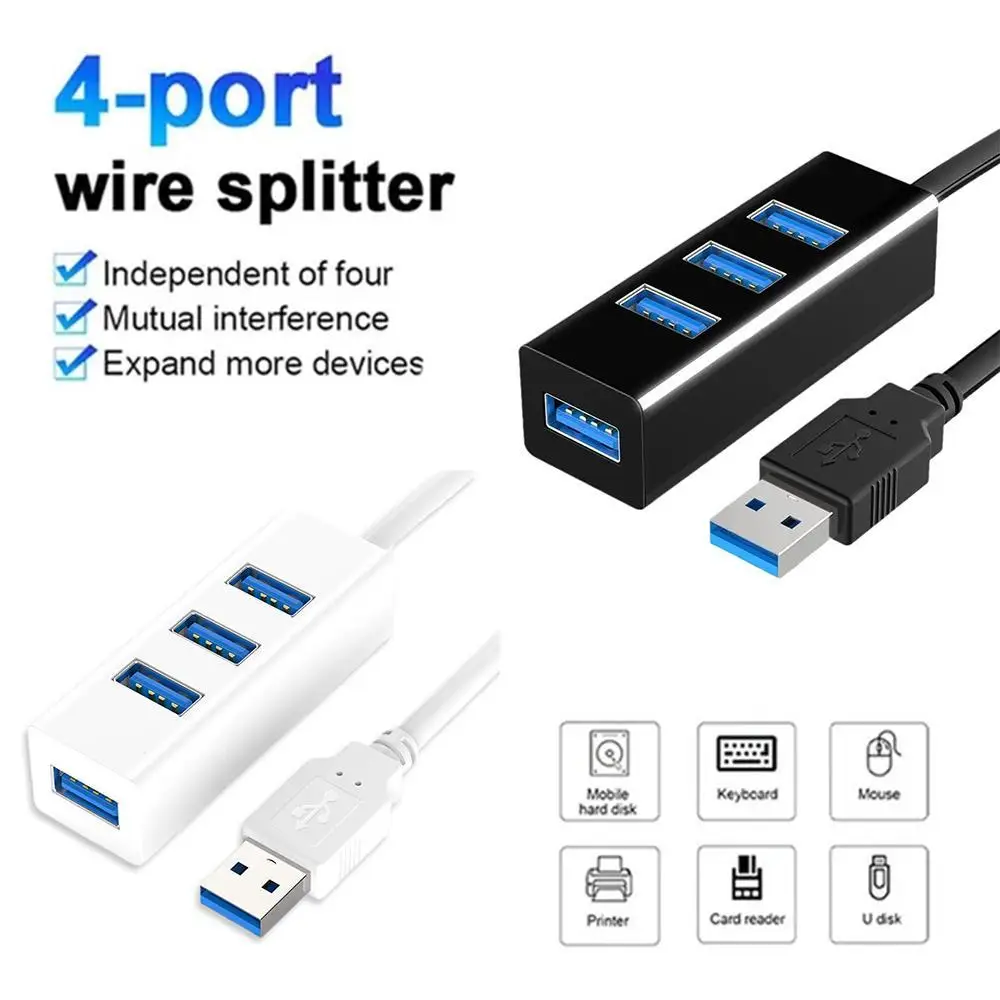 

USB 2.0 HUB Power Supply HUB 4 Port USB Adapter For PC Laptop Computer Accessories ABS USB Splitter USB2.0 Mobile Phone Accessor