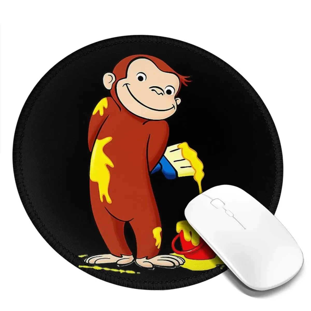Curious George Round Mouse Pad Computer Keyboard Mouse Mat Gaming PC Desk Mat Office Table Mats
