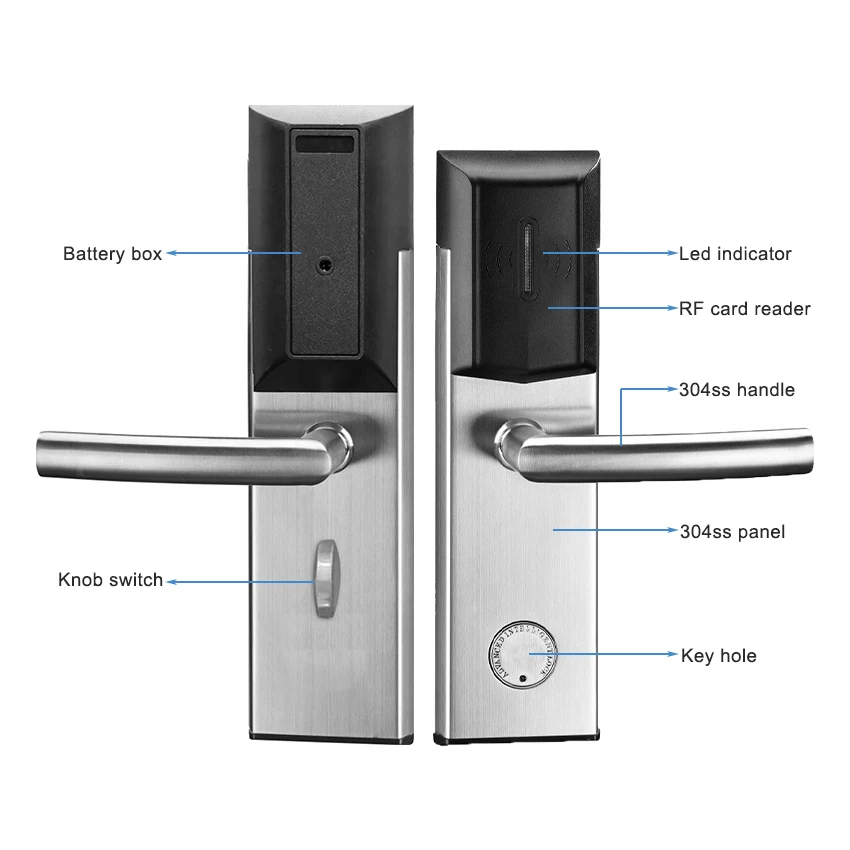 T57 Card RFID Key Card Smart Hotel Room Rf Cards Door Lock With Management System Software