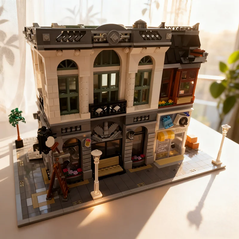 

4446 шт. MOC The Great Brick Bank, модульная модель здания, рождественские подарки, блоки, игрушки, сборка, идея «сделай сам», образование, день рождения для детей