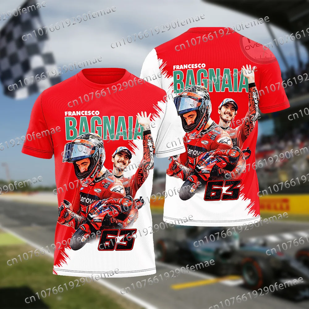 

Newest Francesco Bagnaia 63 T-shirt, Daily Motorcycle Racing Racing Team Uniform, Comfortable And Trendy Top