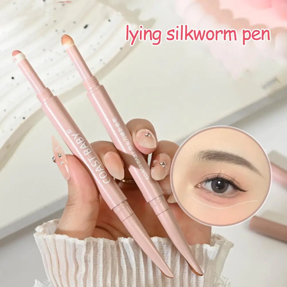 Meniscus Double-end Liggen Zijderups Eyeliner Potlood Matte Diamant Glitter Schaduw Make-Up Markeerstift Verhelderende Cr O0F6