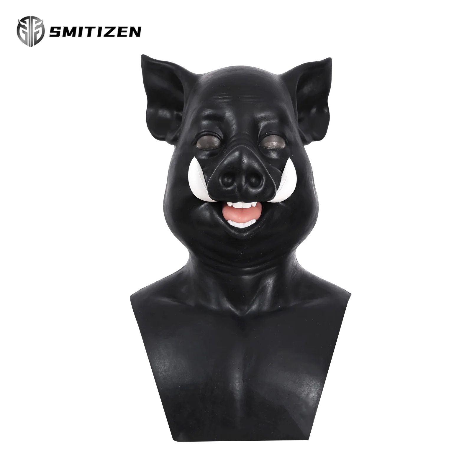 Smitizen Silicone Black Pig Mask Realistic Animal Monster Costuems Headwear for Gay Fetish Halloween Party Cosplay