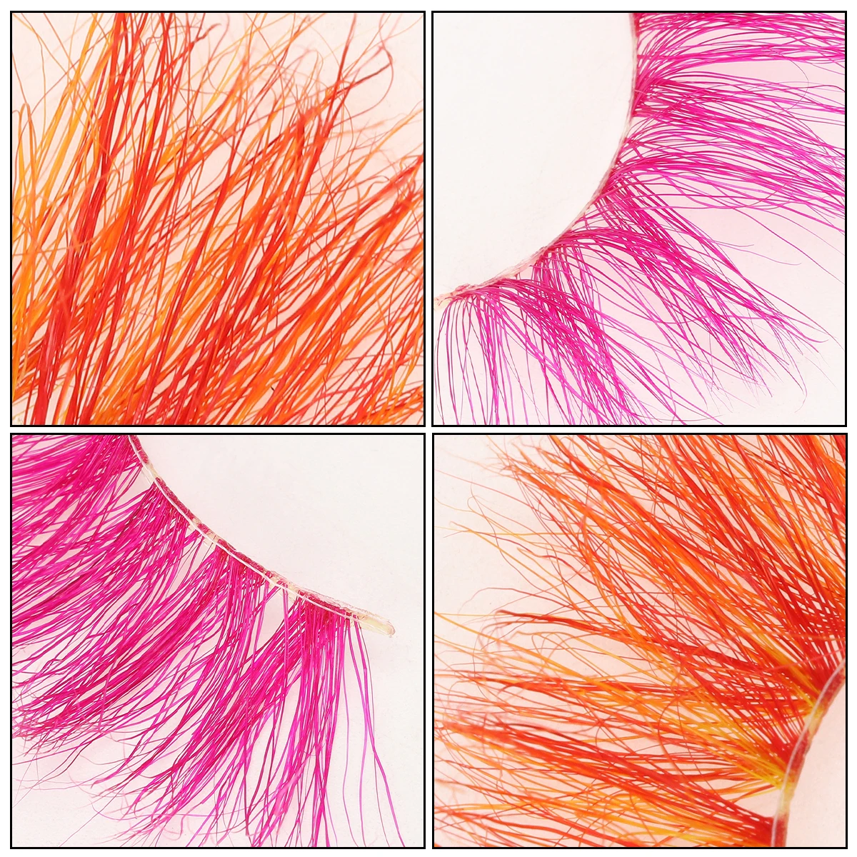 2 paires de cils colorés épais maquillage dramatique faux cils réutilisables 3D cils outil de maquillage des yeux faux cils