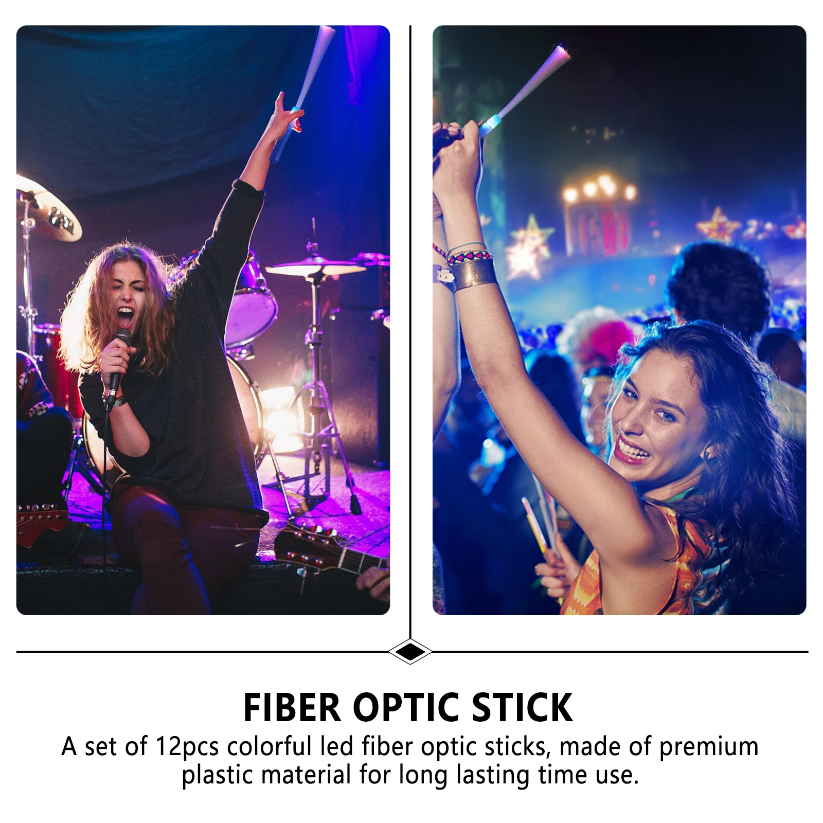 

12 Pcs Glitter Braids Glow Stick Led Fiber Optic Wand Glowing Rod Toy Light Sticks Plastic Concert Wands up Child