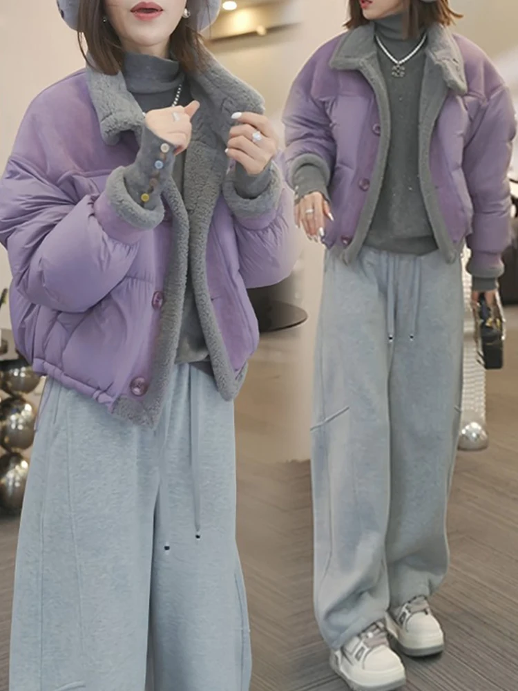 

Ретро-куртка из утолщенного хлопка с флисовой подкладкой, короткая верхняя одежда, женское зимнее модное хлопковое пальто в корейском стиле, свободный крой