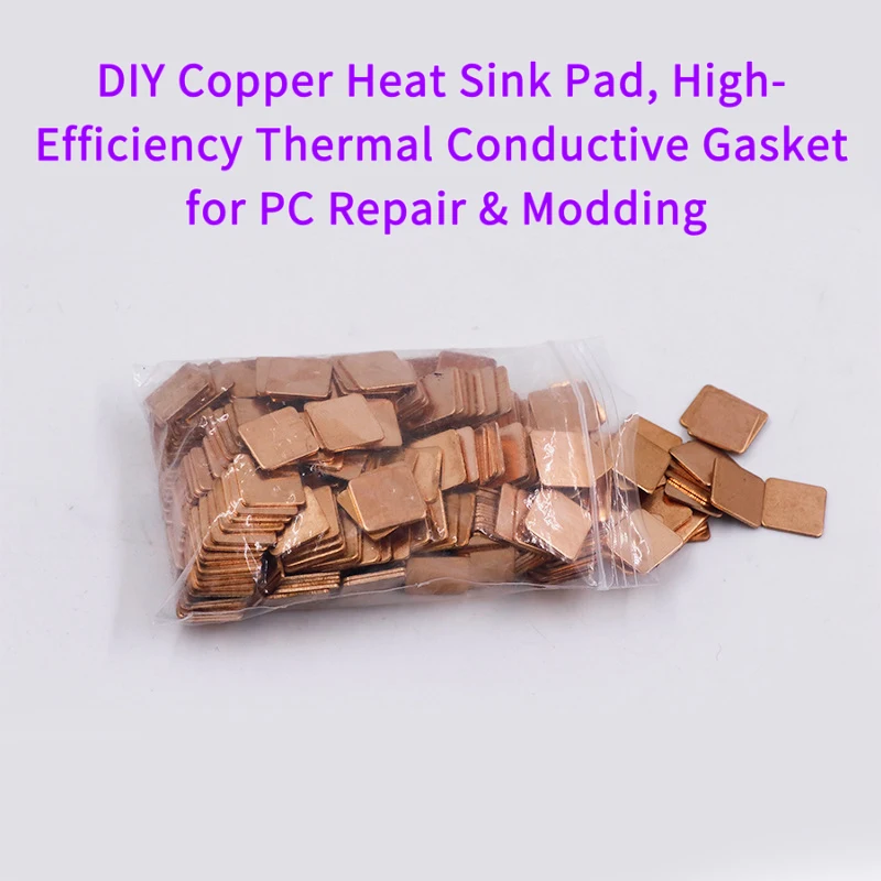 Copper Heat Sink Pad, High-Efficiency Thermal Conductive Gasket PC Repair & Modding 10-100pcs