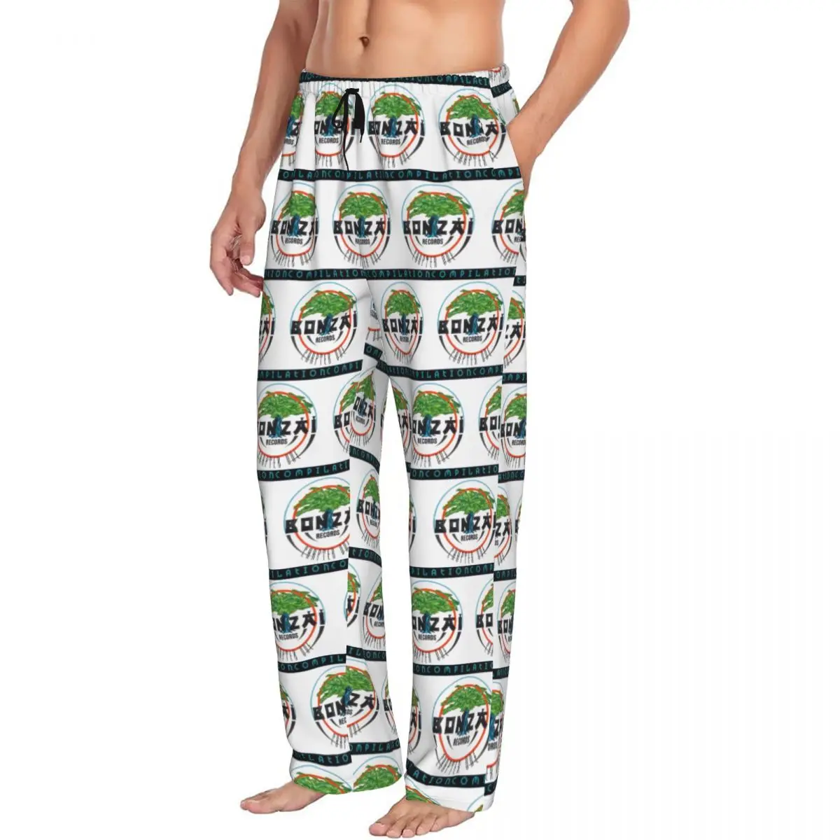 

Custom Bonzai Records Men Pajama Pants Lounge Sleep Sleepwear Bottoms with Pockets