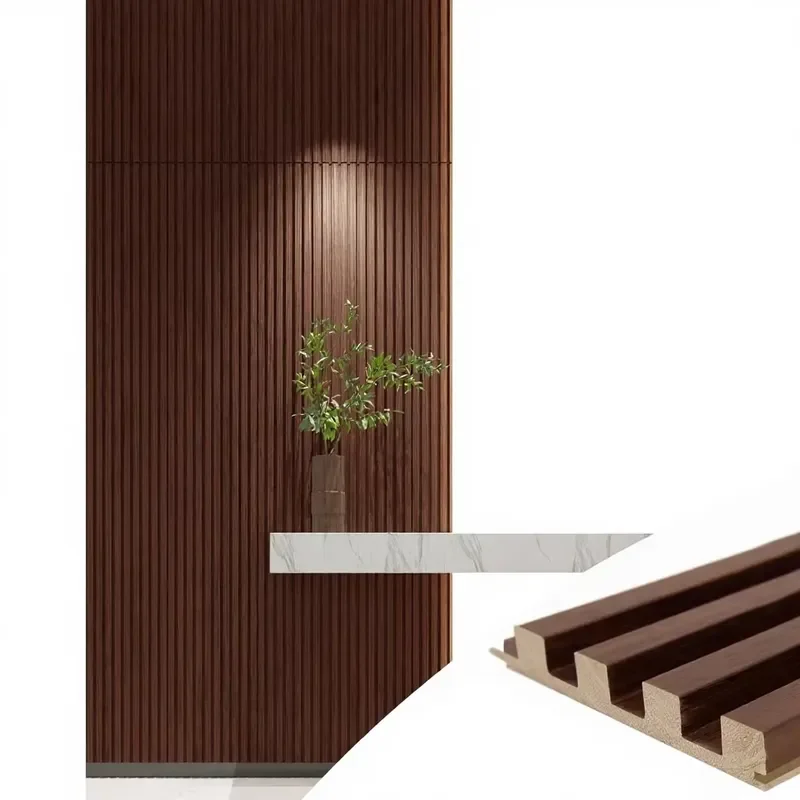 Art3d Slat Wood Wall Paneling for Interior Ceiling Decoration-Pack of 4pcs 1pc End-Trim Size 108 X 5.7in. Walnut Made in