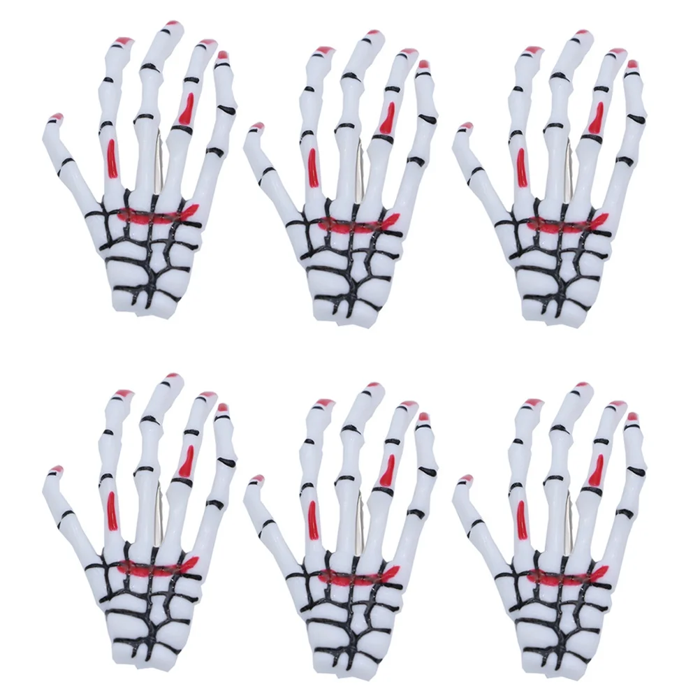 

8Pcs Halloween Claw Hairpin Hand Bone Shape Premium Plastic Women Hair Clip White Bloody Style Hair Accessories