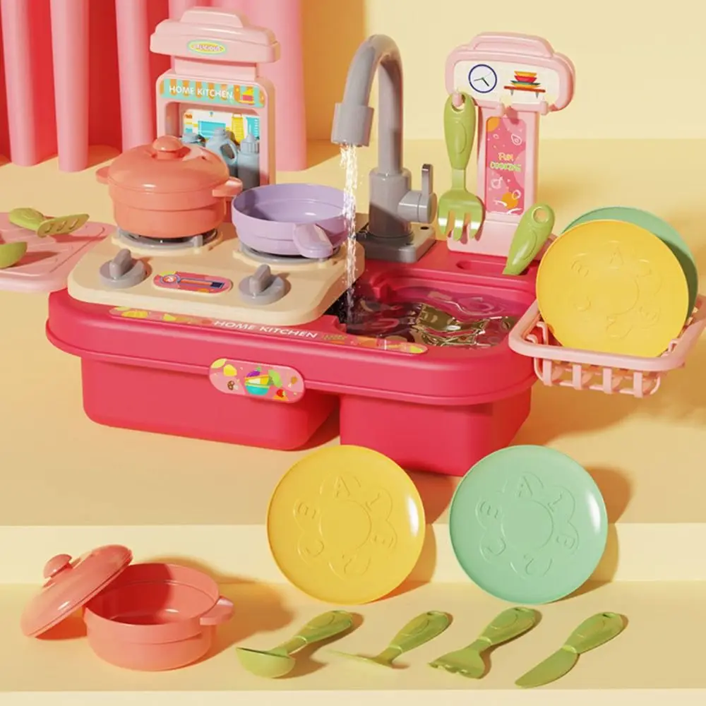 New Play House Children's Dishwasher Electric Pretend Play Kitchen Sink Automatic Water Cycle System Gifts Simulation Kitchen