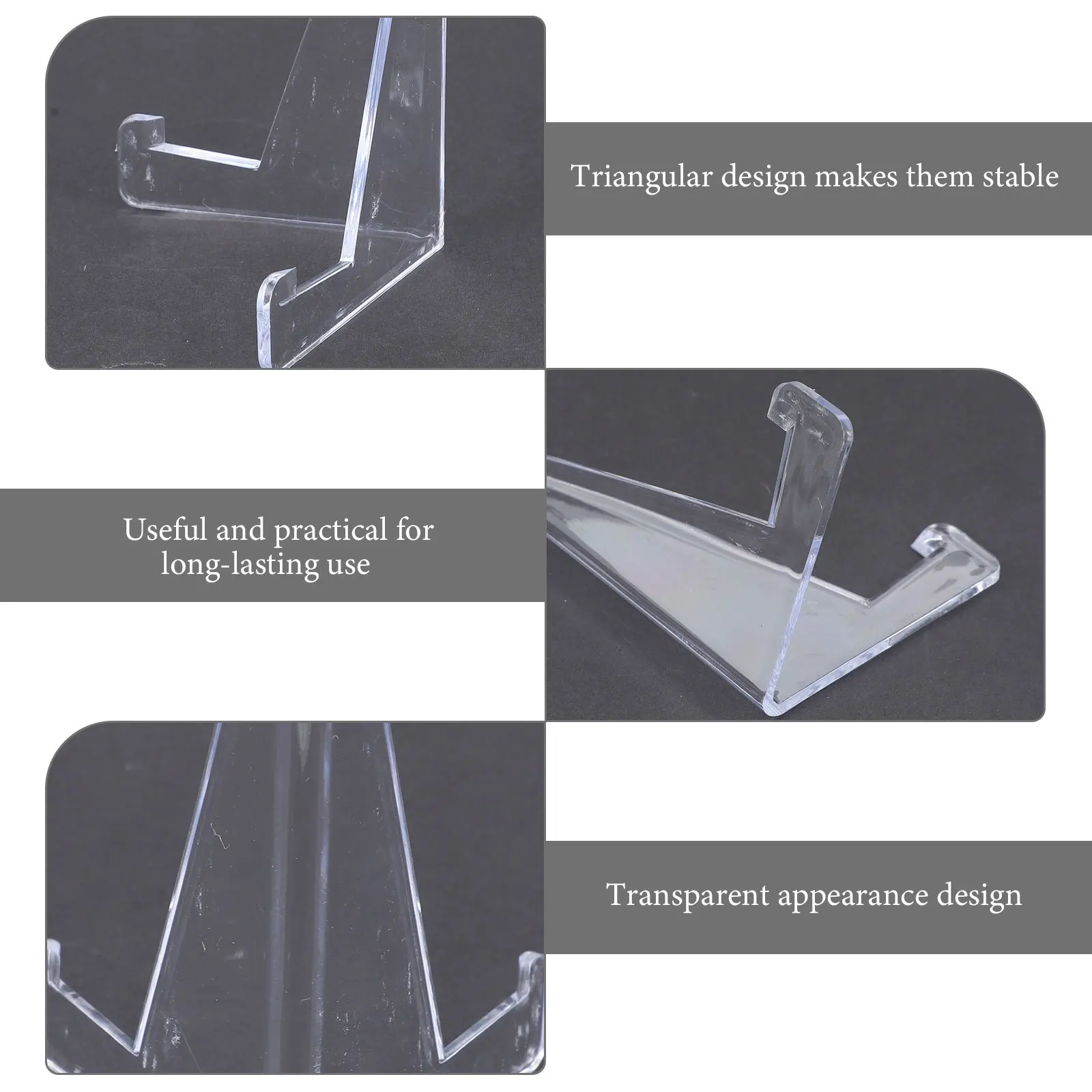 

10Pcs Card Display Holders Clear Acrylic Easel Stands Display Racks for Game Cards Coins Small Plates Art