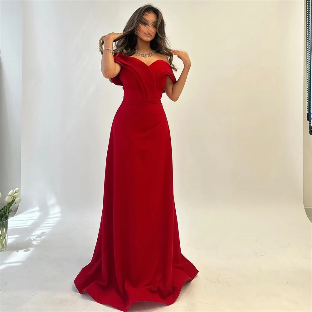 Prom Dress Evening Jersey Tiered Clubbing A-line Off-the-shoulder Bespoke Occasion Gown Long Dresses Saudi Arabia