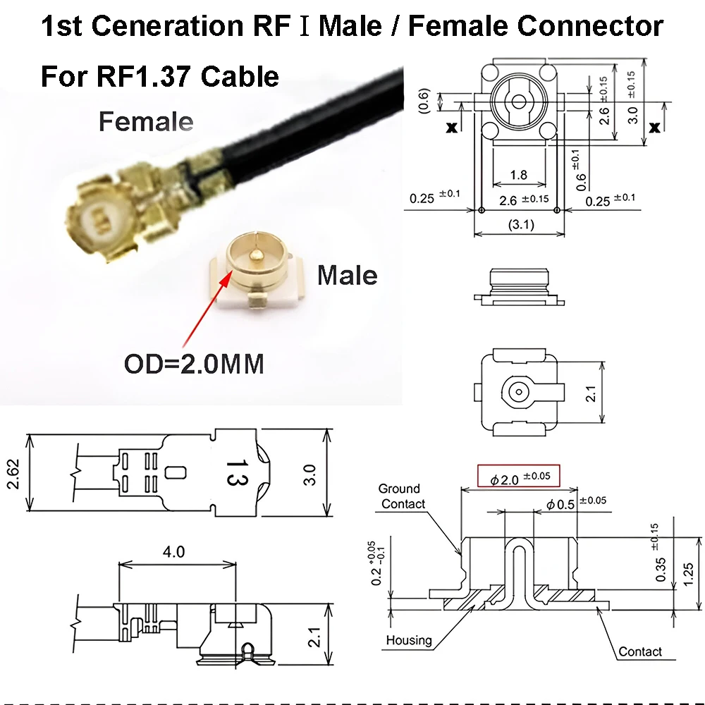 1PCS MCX Male/ Female to U.FL IPX-1 Female Jack Connector RG178 Cable Adapter Pigtail Antenna RF Coaxial Extension Cable